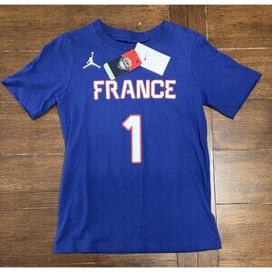 Victor Wembanyama Youth Size M Jordan France Nike Blue Short Sleeve T Shirt NWT